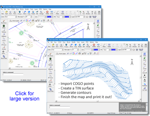 Contouring, volumes, cad and cogo.