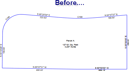 Subdivide parcel into 5 equal parts