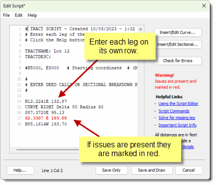 Tract script editor